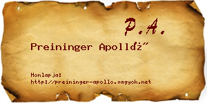 Preininger Apolló névjegykártya
